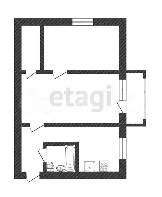 2-к. квартира, 44,3 м, 2/4 эт. - Фото 0