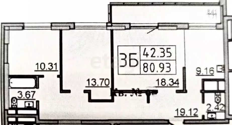 3-к кв. Татарстан, Казань ул. Сибгата Хакима, 51 (76.4 м) - Фото 2