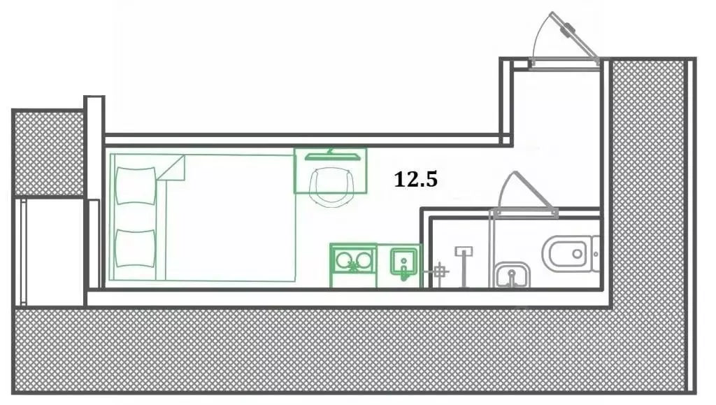 Квартира, студия, 12.5 м - Фото 1