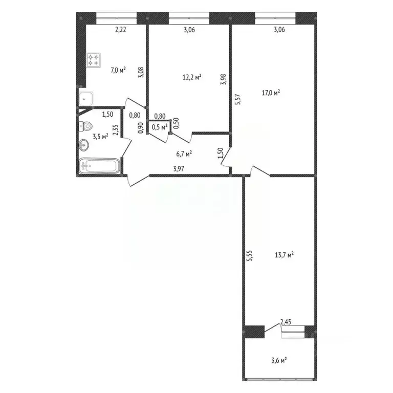 3-к кв. Башкортостан, Уфа Кольцевая ул., 172/1 (60.6 м) - Фото 1