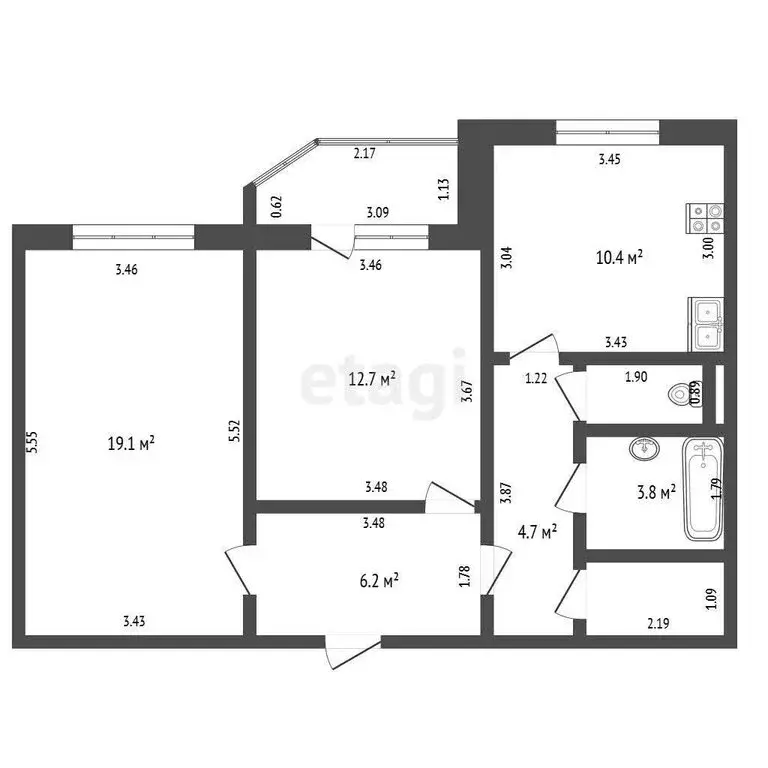 2-комнатная квартира: Орёл, бульвар Молодёжи, 14 (61 м) - Фото 1