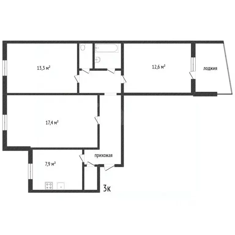 3-к кв. Тюменская область, Тюмень Широтная ул., 17 (66.0 м) - Фото 2