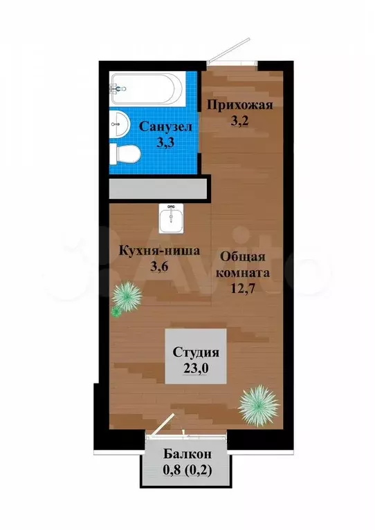 Квартира-студия, 23 м, 2/12 эт. - Фото 0