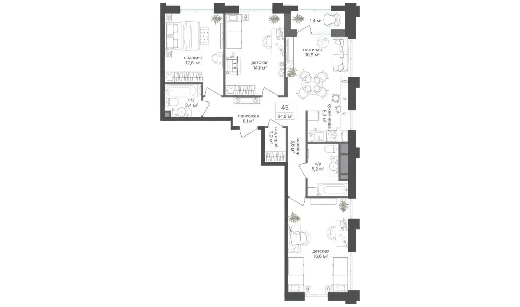 4-комнатная квартира: Москва, САО, Головинский район, жилой комплекс ... - Фото 1