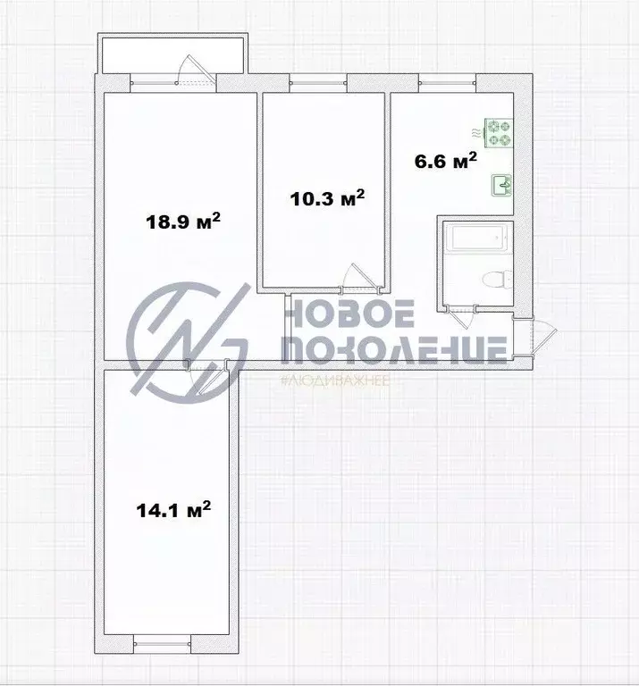 3-к кв. Омская область, Омск ул. 1-я Промышленная, 2 (59.3 м) - Фото 1