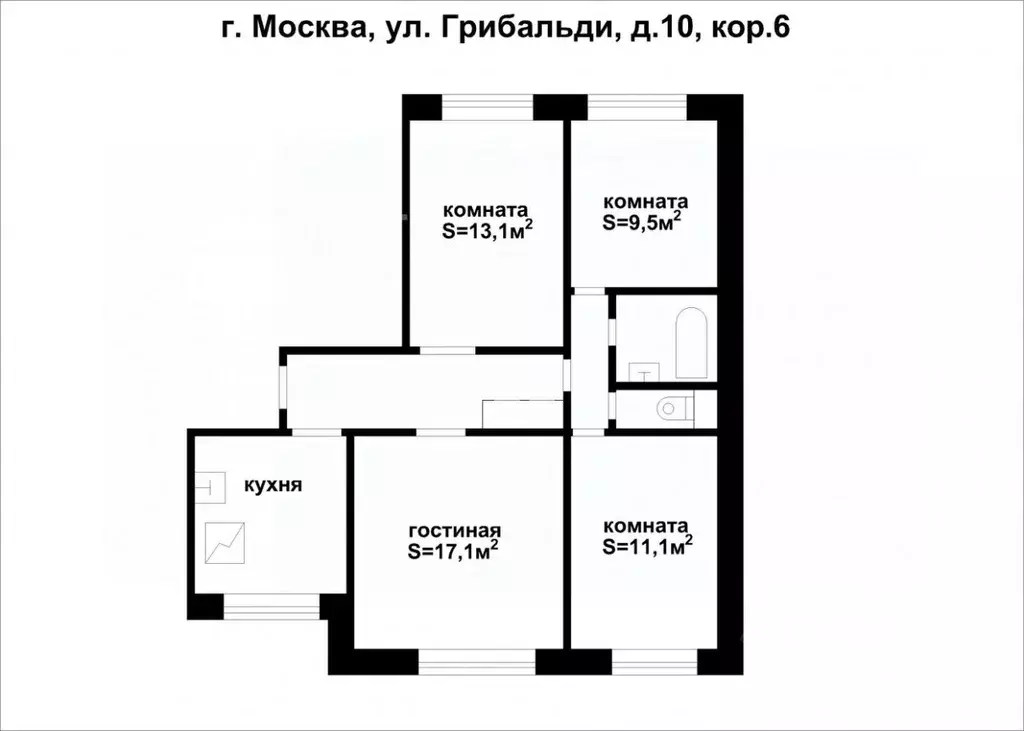 4-к кв. Москва ул. Гарибальди, 10К6 (73.9 м) - Фото 2
