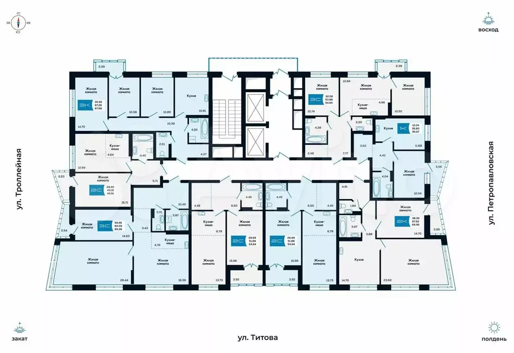 3-к. квартира, 54,6 м, 24/25 эт. - Фото 1