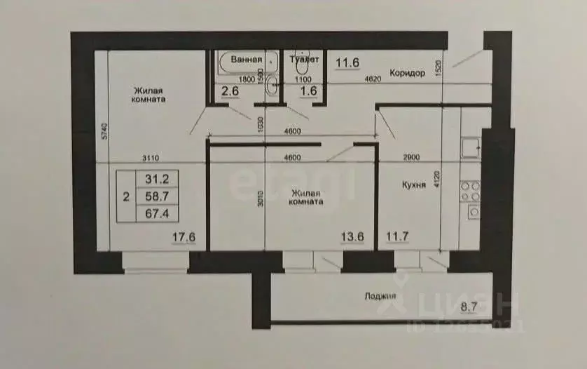 2-к кв. Костромская область, Кострома Кинешемское ш., 64 (68.0 м) - Фото 0