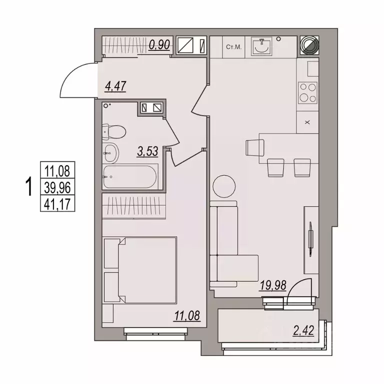 1-к кв. Волгоградская область, Волгоград ул. Дымченко, 9 (41.17 м) - Фото 1