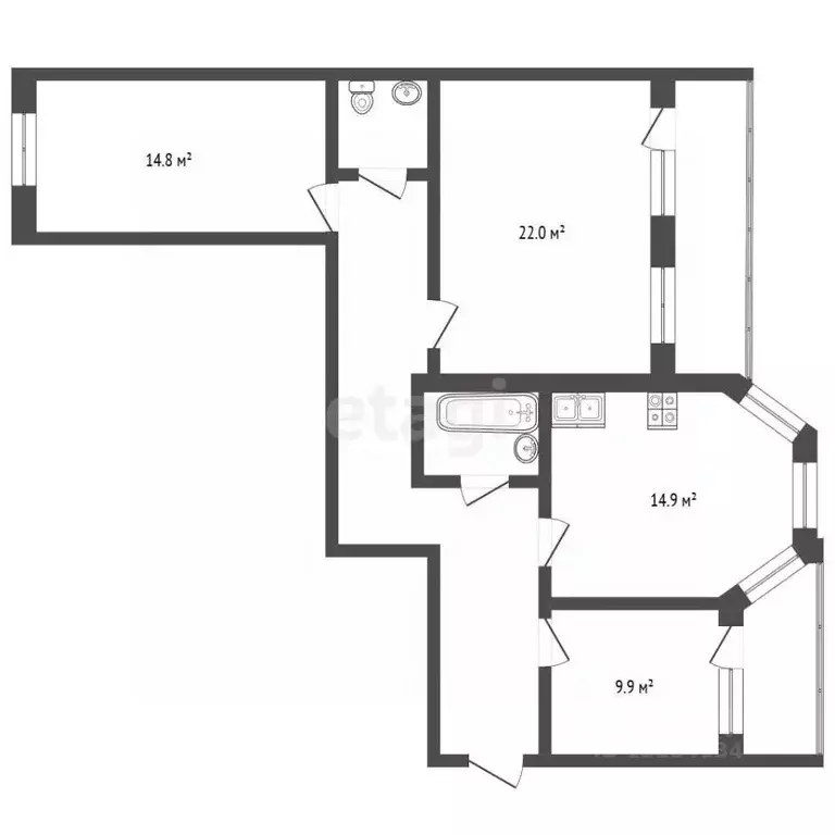 3-к кв. Вологодская область, Череповец Октябрьский просп., 37 (85.4 м) - Фото 1