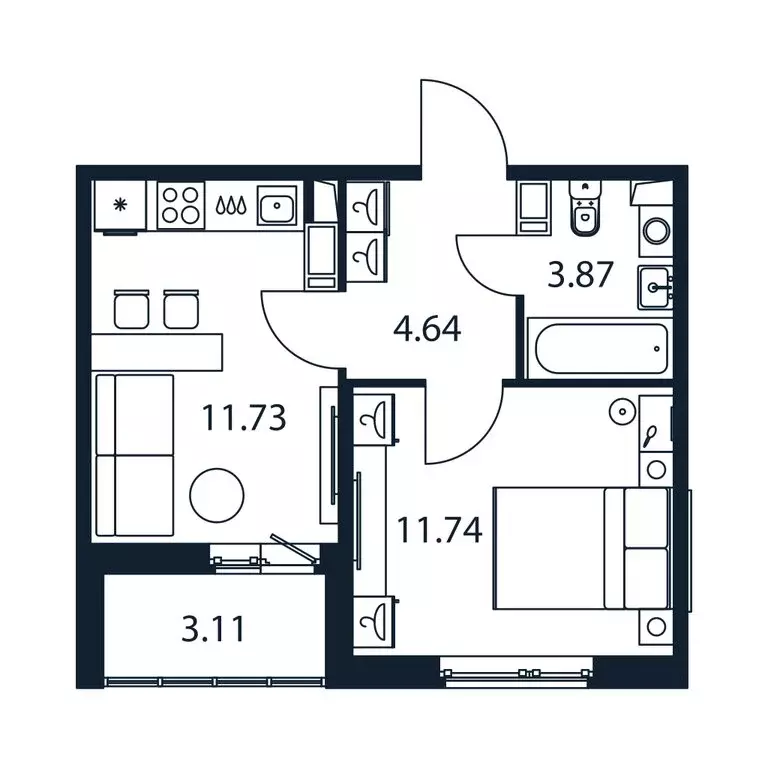 1-комнатная квартира: Мурино, жилой комплекс Полис ЛАВрики (33.54 м) - Фото 0