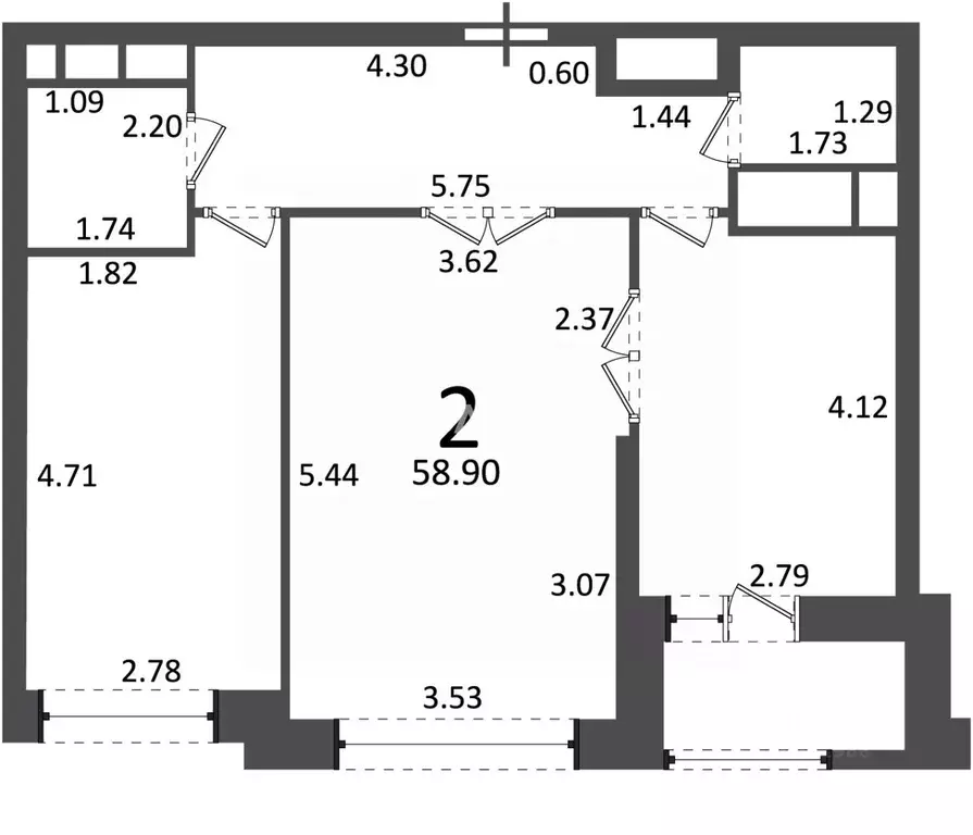2-к кв. Москва 6-я Радиальная ул., 7/1к2 (58.9 м) - Фото 2