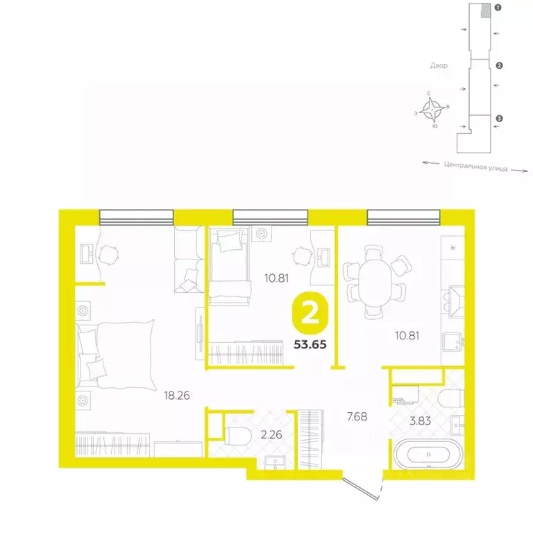 2-к кв. Тюменская область, Тюменский район, с. Горьковка Центральная ... - Фото 0