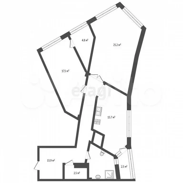 2-к. квартира, 88,7 м, 8/8 эт. - Фото 0
