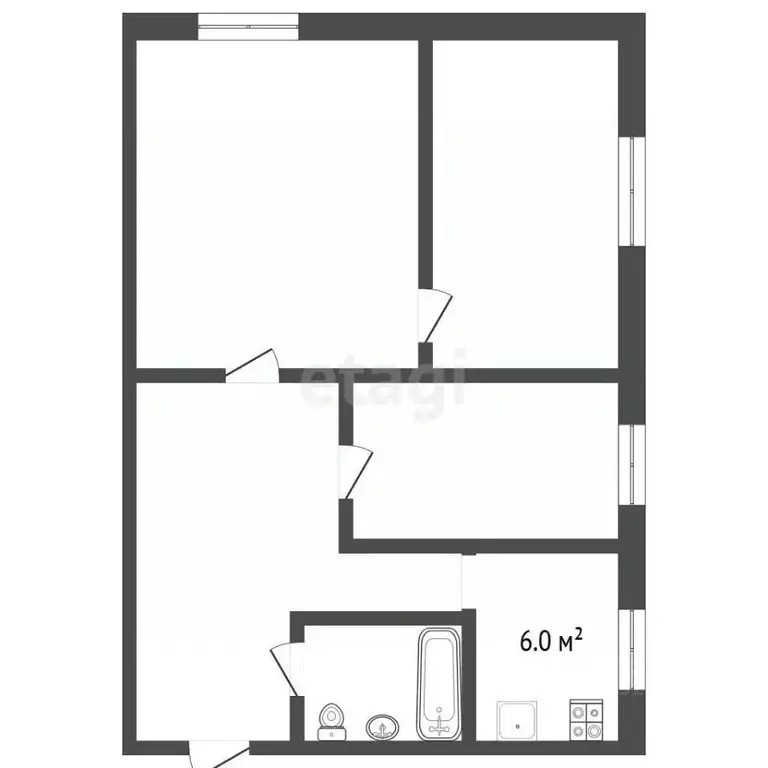 3-к кв. Владимирская область, Меленки ул. Чкалова, 58 (51.6 м) - Фото 1