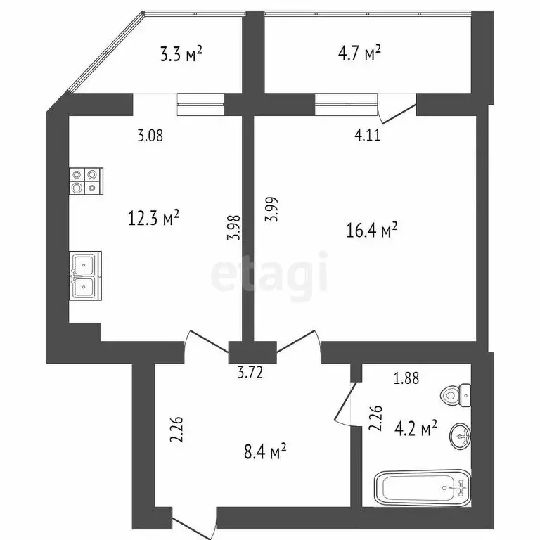 1-комнатная квартира: Самара, 6-я просека, 153 (45 м) - Фото 1