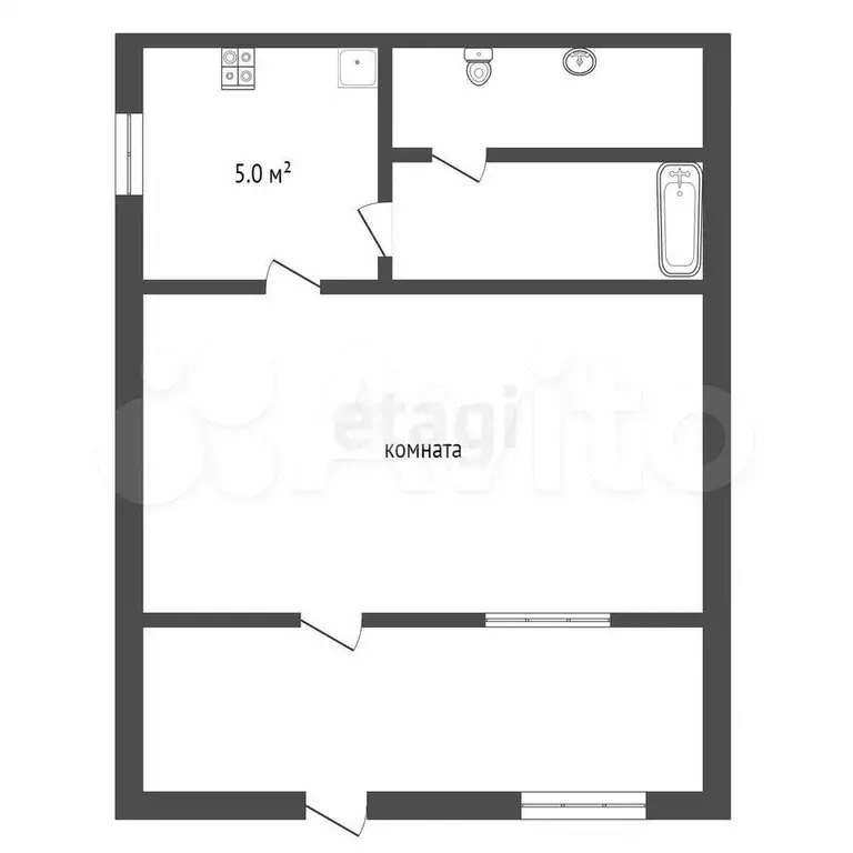 1-к. квартира, 18 м, 1/5 эт. - Фото 0