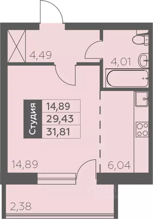 1-к кв. Башкортостан, Уфа ул. Орджоникидзе, 34 (31.81 м) - Фото 1