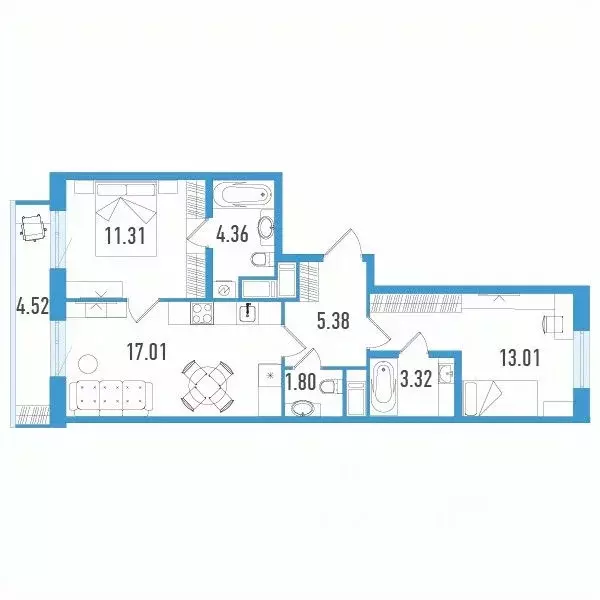 2-к кв. Санкт-Петербург ул. Маршала Казакова, 64к1 (57.55 м) - Фото 0