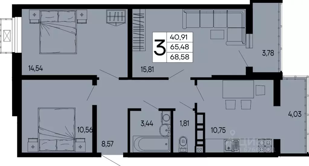 3-к кв. Адыгея, Майкоп 9 Мая ул. (68.58 м) - Фото 1