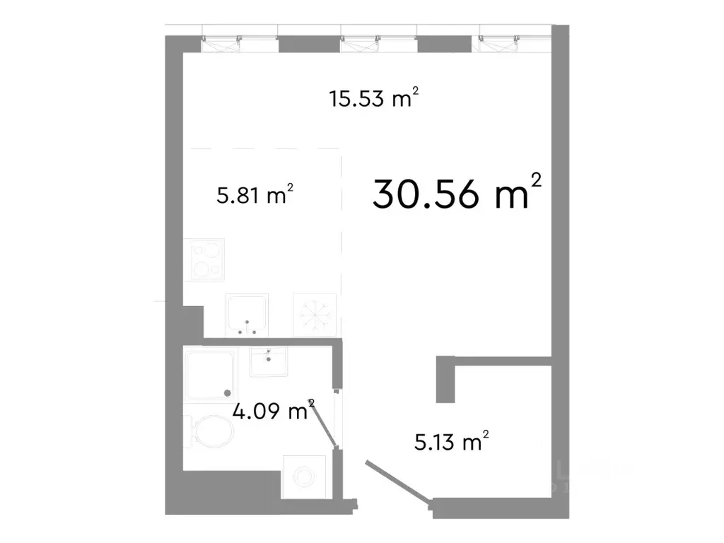 Студия Челябинская область, Челябинск ул. Худякова, 18/2 (30.56 м) - Фото 0