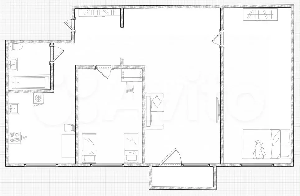 3-к. квартира, 55,5 м, 5/5 эт. - Фото 0
