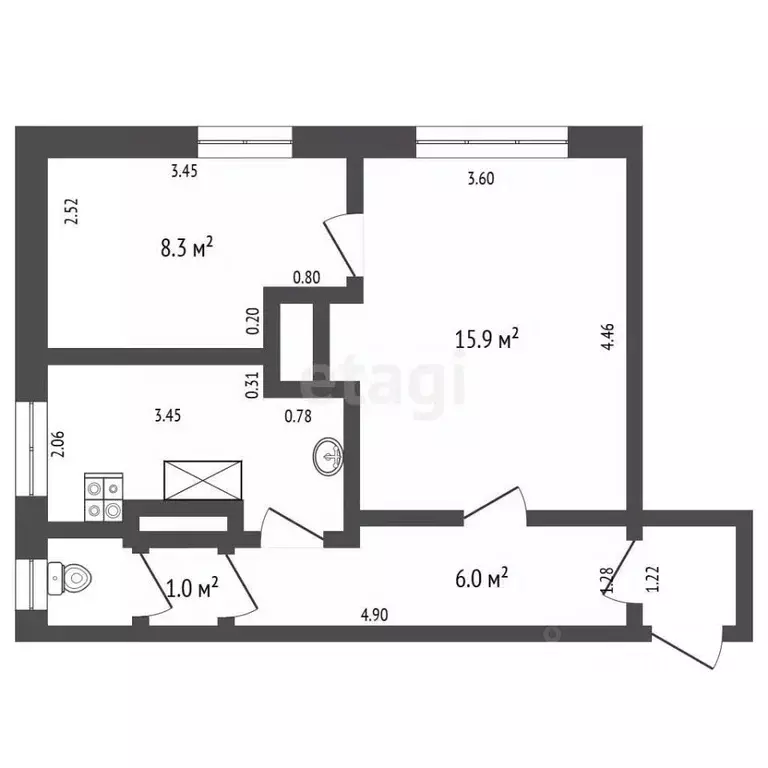 2-к кв. Вологодская область, Харовск ул. Пушкина, 8 (40.2 м) - Фото 2