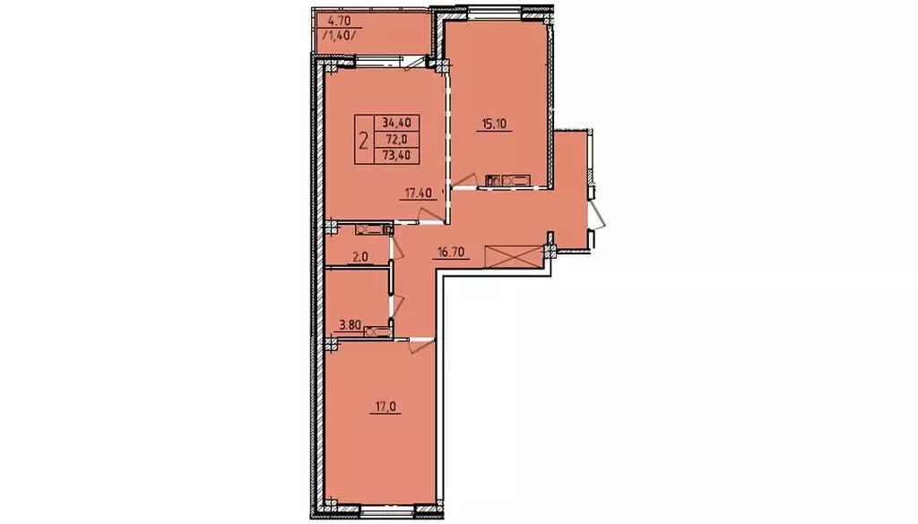 2-комнатная квартира: Омск, Волгоградская улица, 46 (75.8 м) - Фото 1