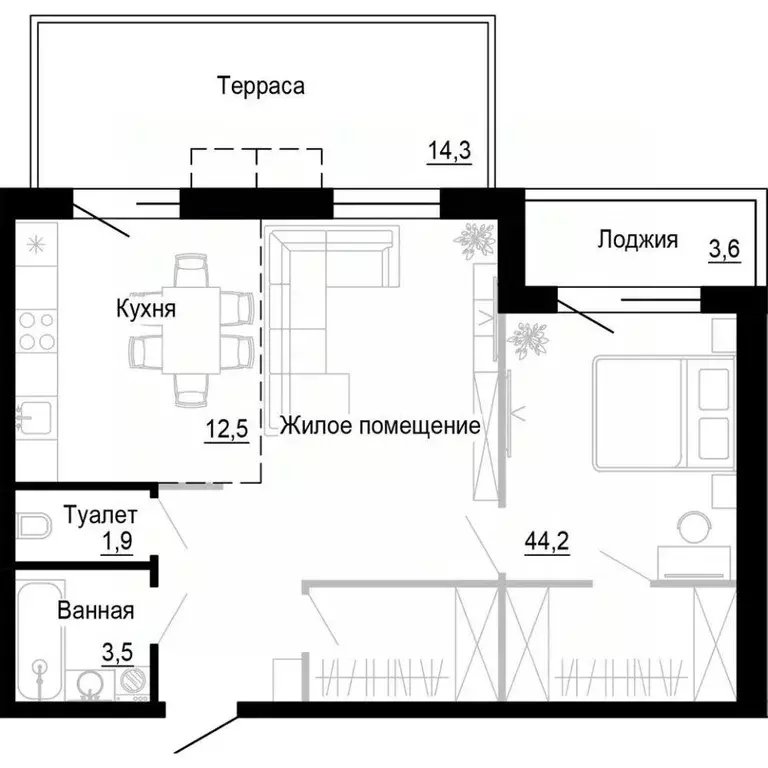 1-к кв. Приморский край, Владивосток ул. Бринера (62.0 м) - Фото 1