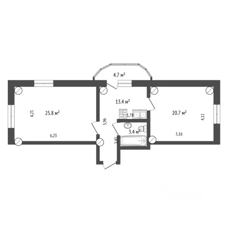 2-к кв. Тюменская область, Тюмень ул. 50 лет ВЛКСМ, 19 (63.3 м) - Фото 2
