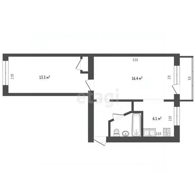 2-к кв. Омская область, Омск ул. Профинтерна, 4 (44.0 м) - Фото 0