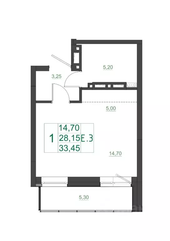 Студия Красноярский край, Красноярск Мясокомбинат мкр, 1 (34.0 м) - Фото 1