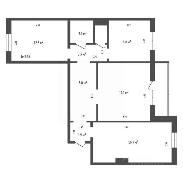 3-к кв. Красноярский край, Красноярск Линейная ул., 86 (71.2 м) - Фото 2