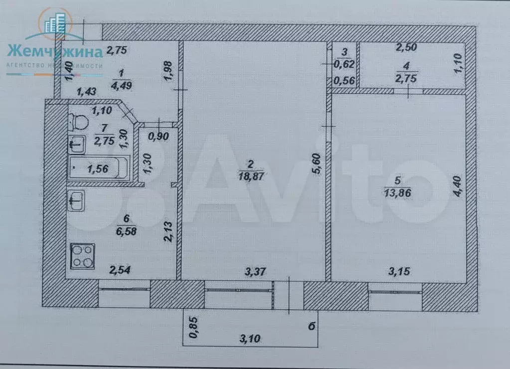 2-к. квартира, 49,9 м, 3/5 эт. - Фото 0