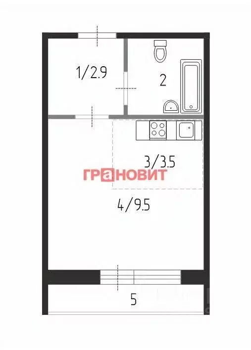 Студия Новосибирская область, Новосибирск ул. Виктора Уса, 11 (19.3 м) - Фото 1