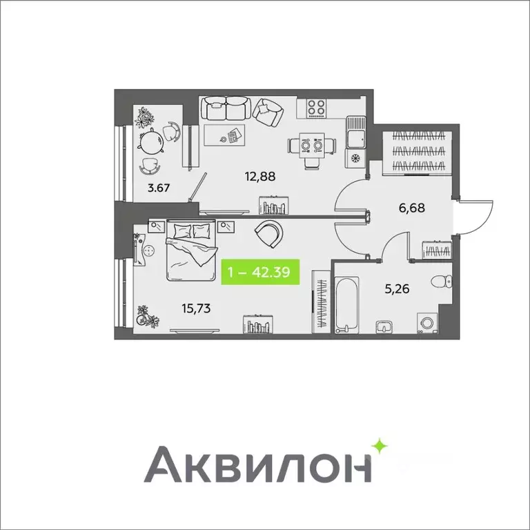 1-к кв. Архангельская область, Архангельск ул. Розы Шаниной, 4 (42.39 ... - Фото 0