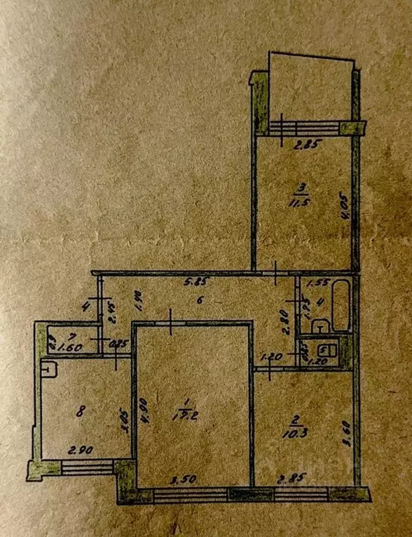 3-к кв. Алтайский край, Бийск Коммунарский пер., 33 (65.0 м) - Фото 2