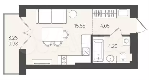 Квартира-студия, 23,8 м, 5/5 эт. - Фото 1