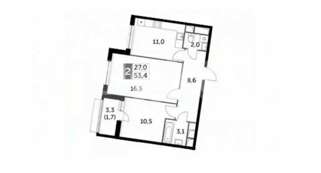 2-к кв. Московская область, Ленинский городской округ, пос. Развилка ... - Фото 1