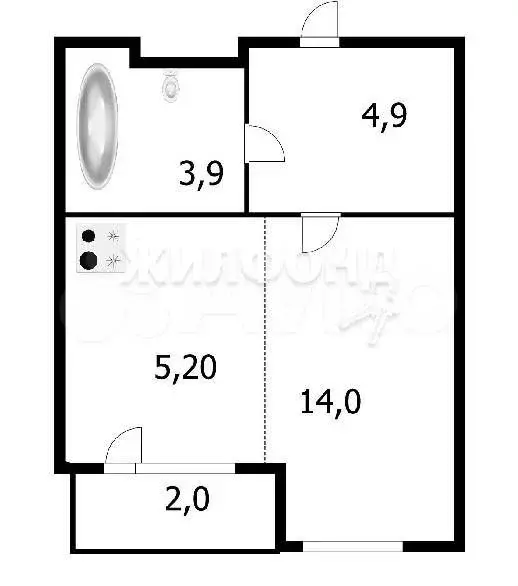 1-к. квартира, 31,7 м, 4/12 эт. - Фото 0