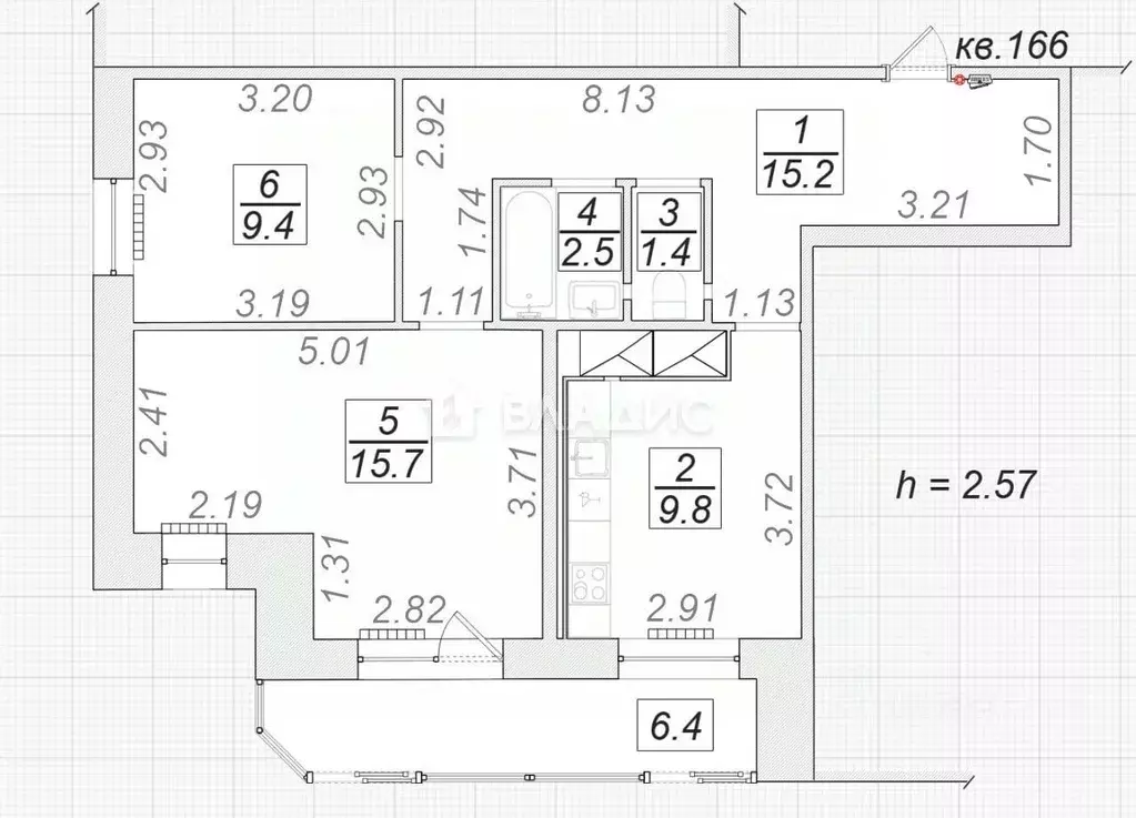 2-к кв. Санкт-Петербург Пулковское ш., 36к4 (54.0 м) - Фото 1