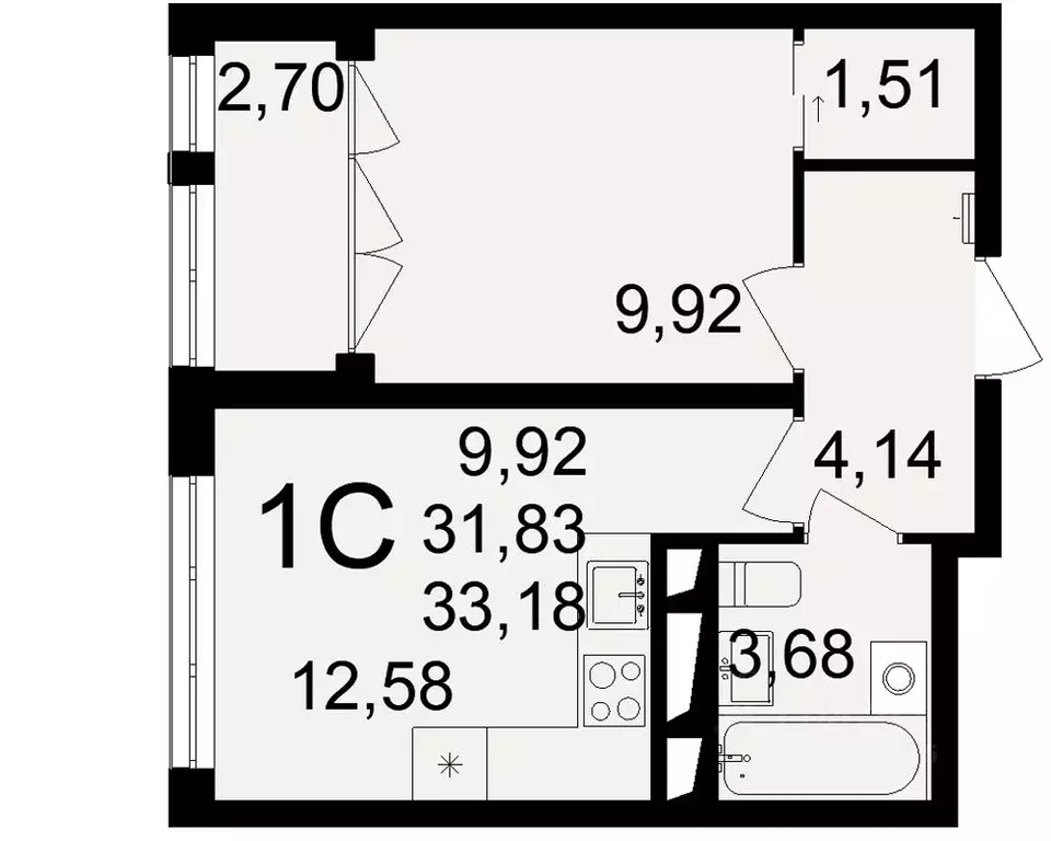 1-к кв. Тульская область, Тула пос. Горелки,  (33.18 м) - Фото 0