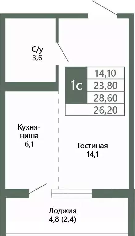1-к кв. Кемеровская область, Кемерово 64-й мкр, Лучи жилой комплекс ... - Фото 1