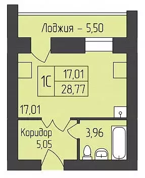 Продаётся квартира-студия, 28.77 м - Фото 1