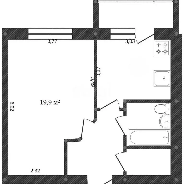 1-комнатная квартира: Белгород, Нагорная улица, 2 (42 м) - Фото 1