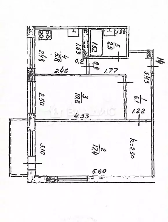 2-к. квартира, 43 м, 4/5 эт. - Фото 0