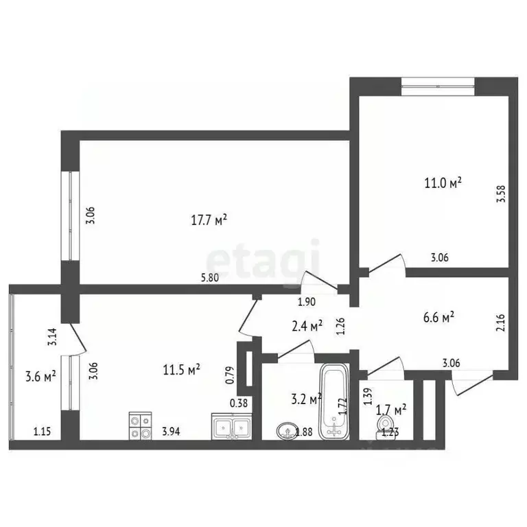 2-к кв. Краснодарский край, Анапа ул. Адмирала Пустошкина, 22к4 (54.1 ... - Фото 2