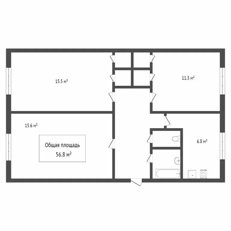 3-комнатная квартира: Томск, улица Говорова, 36А (60 м) - Фото 0