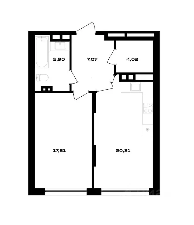 1-к кв. Воронежская область, Воронеж ул. Ольминского, 4 (55.11 м) - Фото 1