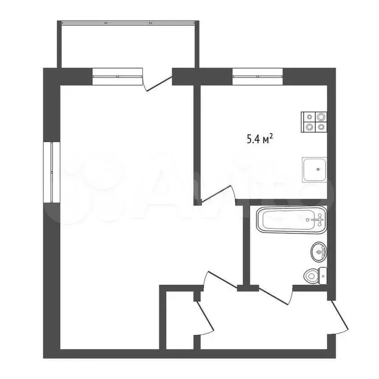 1-к. квартира, 30,5 м, 2/4 эт. - Фото 0